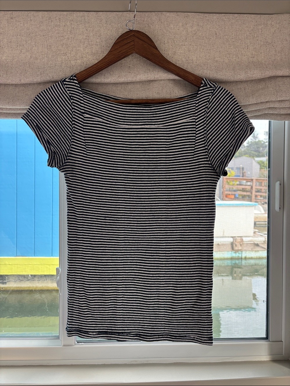 We The Free Black & White Striped Short Sleeve Tee